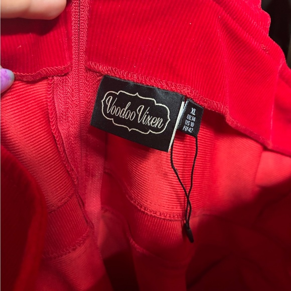 Voodoo Vixen Scarlet Corduroy Dungaree Jumper Dress - Picture 3 of 4